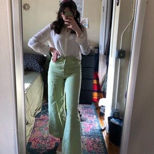 💚💚 UNIQUE ASOS Tall Lime Acid Wide Leg Jeans